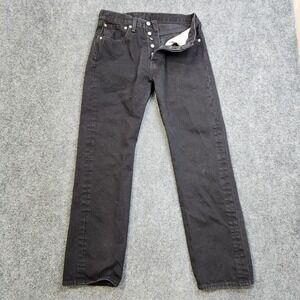 Levis 501 Jeans Mens 32x32 Black Dark Wash Button Fly Straight Leg Denim Pants